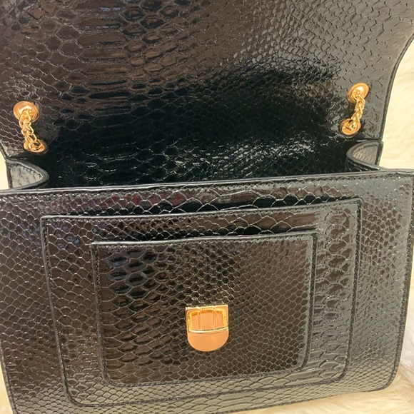 Black Croc Embossed Handbag - Picture 7 of 8